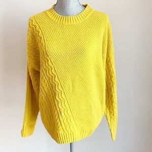 🌈 5/$25 JOE Fresh mustard yellow cables knit over sized sweater